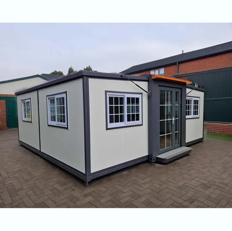 glass curtain wall Prefabricated Flat Roof office Villa home Modular Portable Container folding House With Customized Color