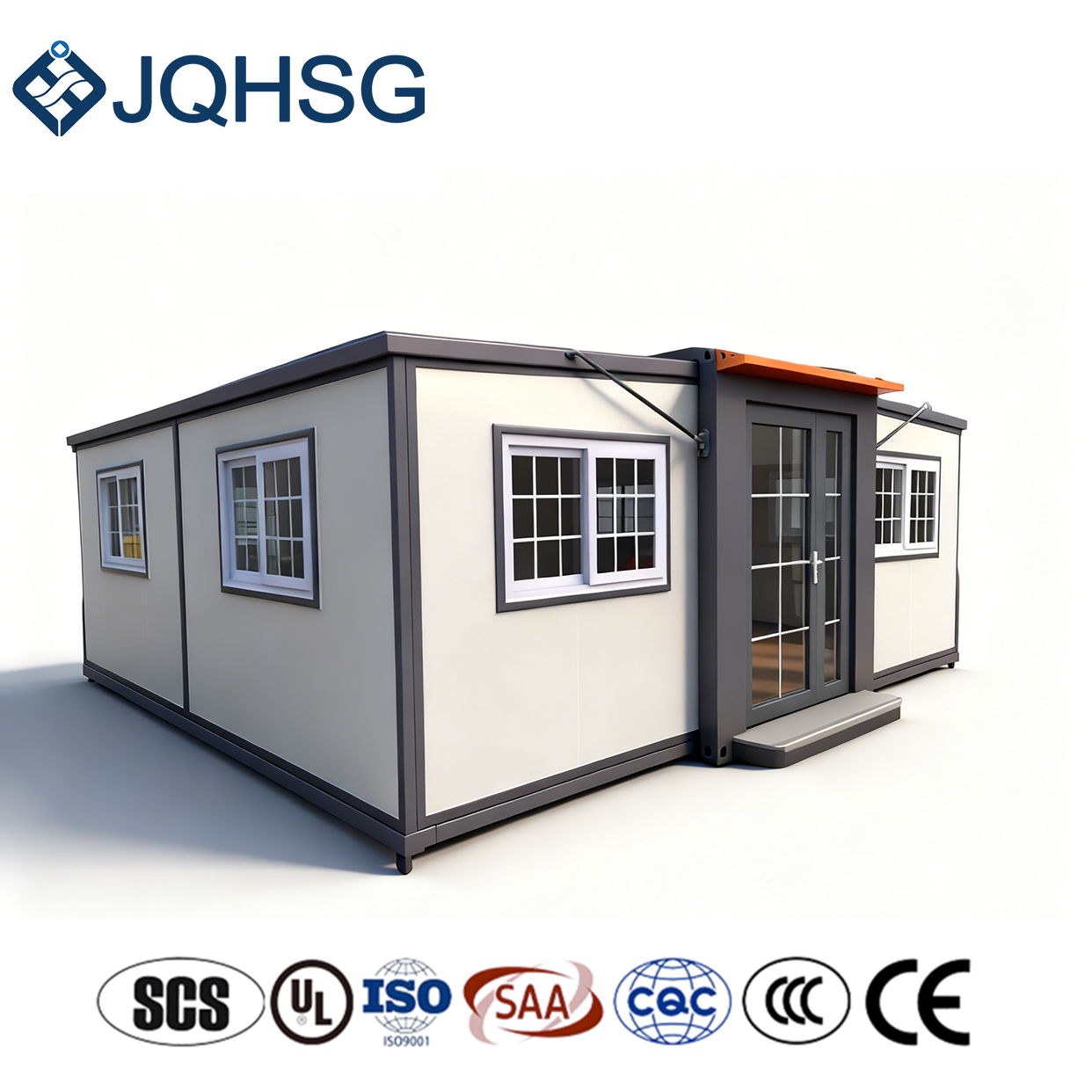 glass curtain wall Prefabricated Flat Roof office Villa home Modular Portable Container folding House With Customized Color