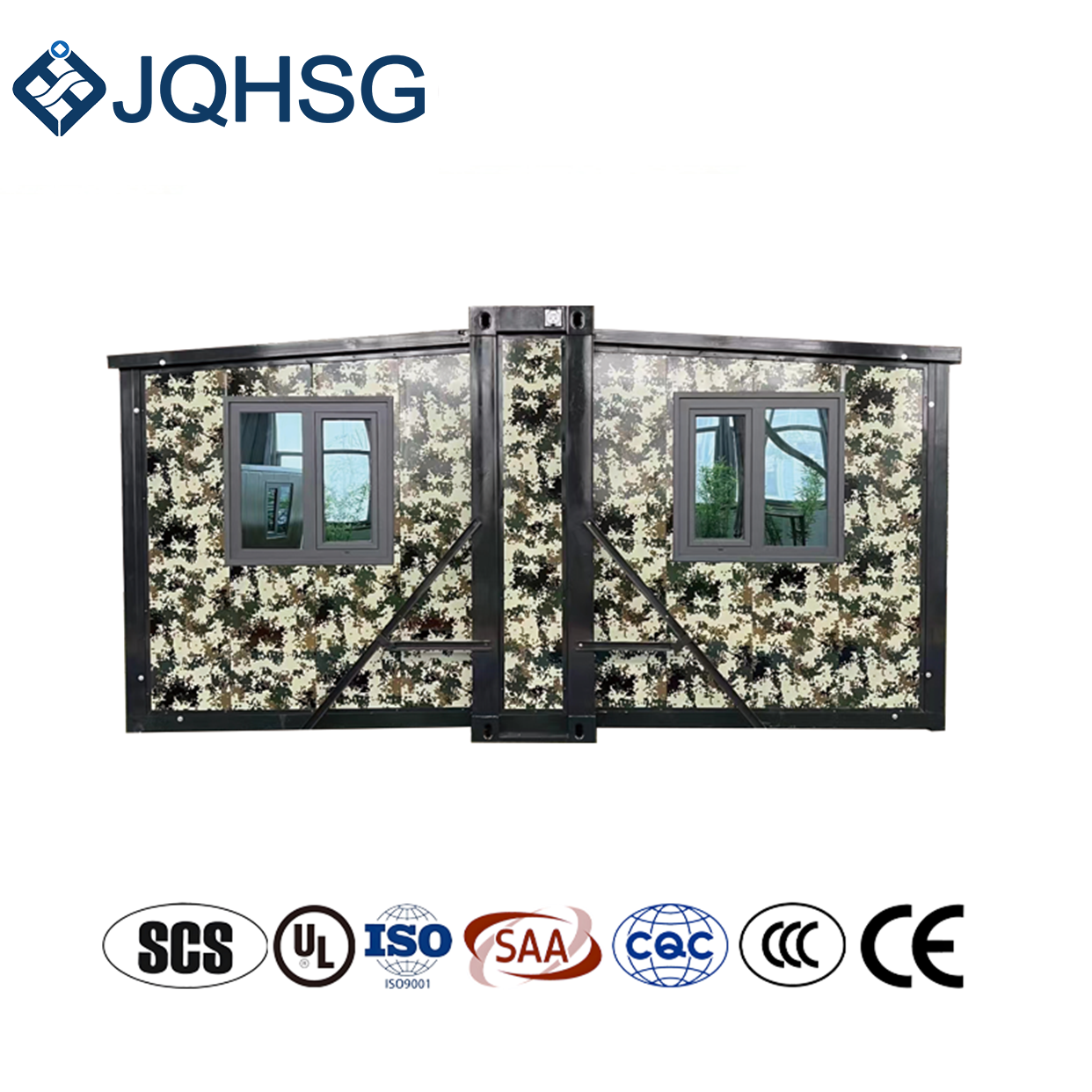 Camouflage exterior wall 20 foot standard foldable container